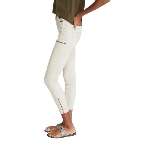 Joie High Rise Park Skinny Women's Cream Zippered Jeans in Peyote Premium Denim - Picture 3 of 13